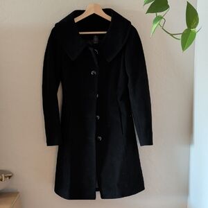 Victoria's Secret Via Black Wool Coat with Bow